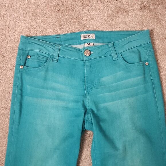 Celebrity Pink Jeans Turquoise Low-Rise Skinny Jeans Size 9 US 8 - Picture 2 of 7